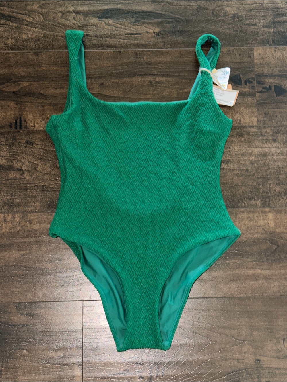 NWT Green Textured Scoop Back One Piece Swimsuit - Picture 1 of 5